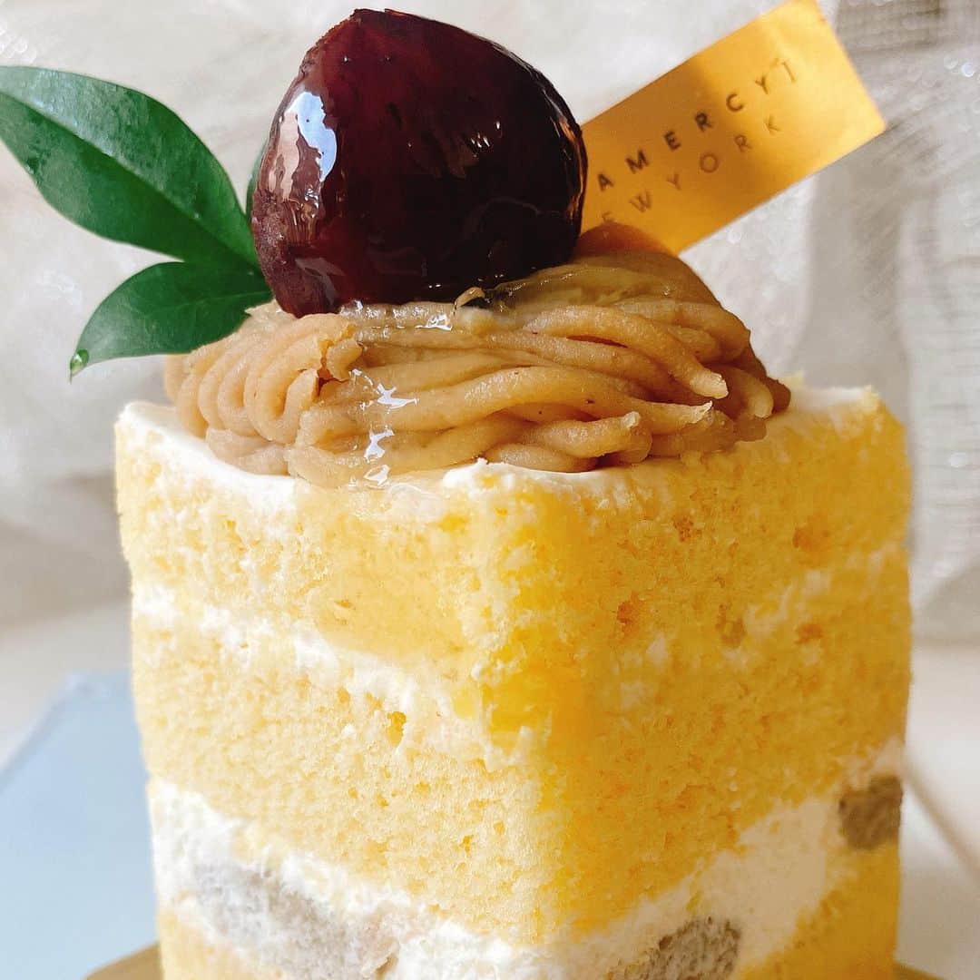 のインスタグラム：「#chestnut  和栗ショートケーキでございます〜  デパ地下スイーツ「グラマシーニューヨーク」さんの　栗三部作🌰🌰🌰 ふわふわスポンジと和栗は　ほっこり和みます〜♡  おうちスイーツで おうち時間も充実♡ 楽しい週末お過ごしくださいね〜  #モンブランの世界#栗#和栗#栗スイーツ#モンブラン#里井真由美#里井ワグリーナ真由美#ワグリーナ#ワグリーナ真由美#japan#mayumisatoi#アフタヌーンティー#零食#さといいね#스위트#ありが糖運動#まゆログ#甜食#着物#フードジャーナリスト里井真由美」