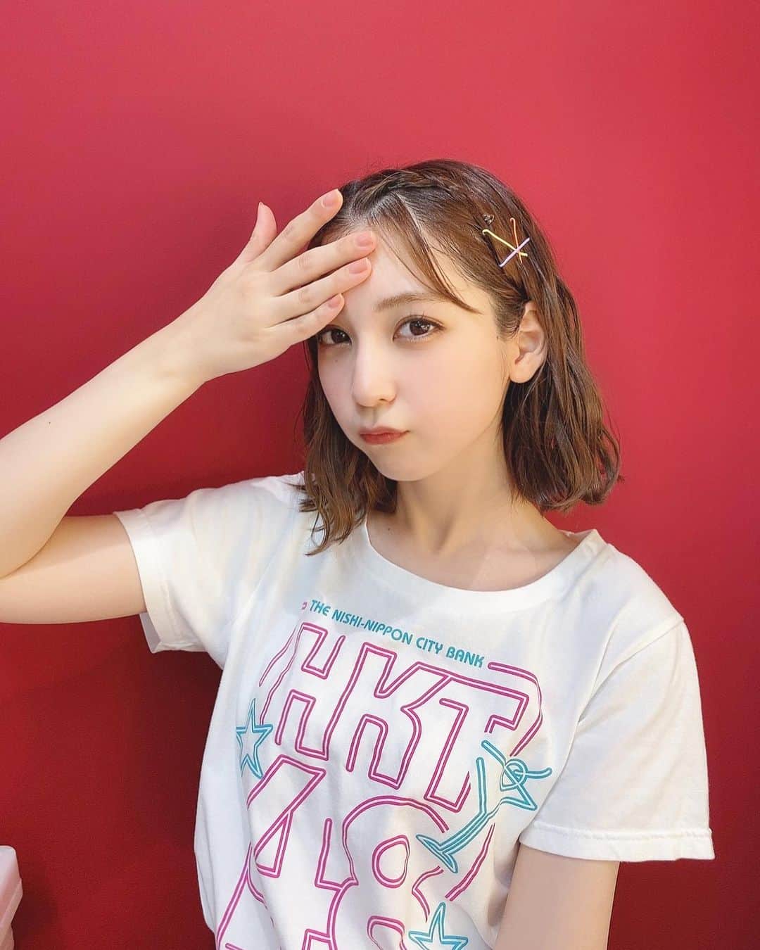 松岡菜摘のインスタグラム：「. . なないろ公演 楽しかった〜☺︎ . おでこだしたよ〜 . #hairarrange」