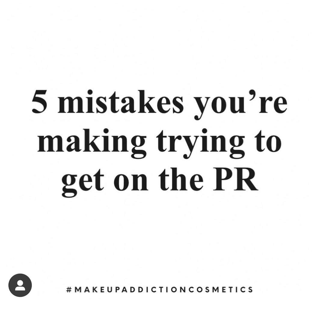 Makeup Addiction Cosmeticsさんのインスタグラム写真 - (Makeup Addiction CosmeticsInstagram)「Save this post so you can come back to it. ✅  5 mistakes you’re making trying to get on brands PR  1. You are not consistent enough to be taken seriously  2. You never tag other brands so why would you tag the brand you’re trying to get on  3. You are sending too many emails and are becoming annoying  4. You are getting bot comments and your page is not genuine  5. You are not interacting with your own followers  ✨ If you would like to learn how to get on brands PR, I have a masterclass that teaches.  DM for the direct link. Tag your friend. 👯‍♀️ Knowledge is power.  #makeupaddiction #makeupaddictioncosmetics #masterclass #droppinghints #knowledgeispower」12月6日 3時26分 - makeupaddictioncosmetics
