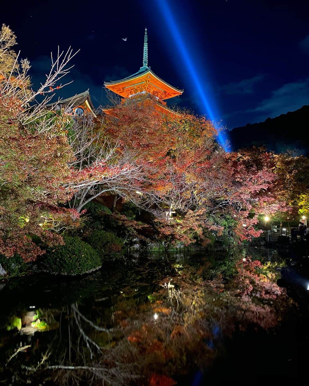 のインスタグラム：「ずっと夢だった水辺に映る紅葉。﻿ 最初に見たのは、ねねのお寺、高台寺🌸﻿ その翌日にこの写真を撮った清水寺でも見れました❤️✨﻿ Photo by iPhone11pro📸👏﻿ ﻿ ﻿ やりたいこと、行きたいところリストの場所に行けるとすごく幸せ🥰💕💕💕﻿ ﻿ ﻿ ﻿ 写真はNGだったのでありませんが、東福寺三門で特別拝観できた奈良時代の仏像には息をのみました。﻿ 貴重な物を見ることができて、夢も叶った京都旅行。楽しかった😌✨﻿ ﻿ ﻿ ﻿ #清水寺 #紅葉 #紅葉水鏡 #水鏡 #清水寺 #東福寺 #三問 #京都 #京都旅行  #kyoto #kyotojapan #kyototrip #autumn #autumnvibes🍁 #autumnleaves #kyototemple」