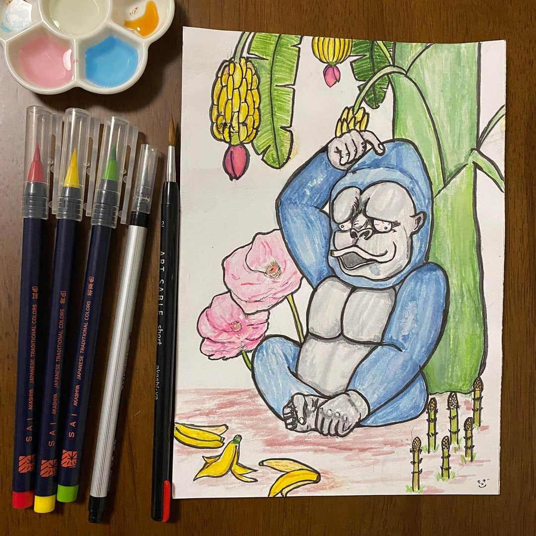 きづきさんのインスタグラム写真 - (きづきInstagram)「水彩毛筆で描いてみた🖌 たのし。 #水彩毛筆」12月6日 17時20分 - kizuki_h