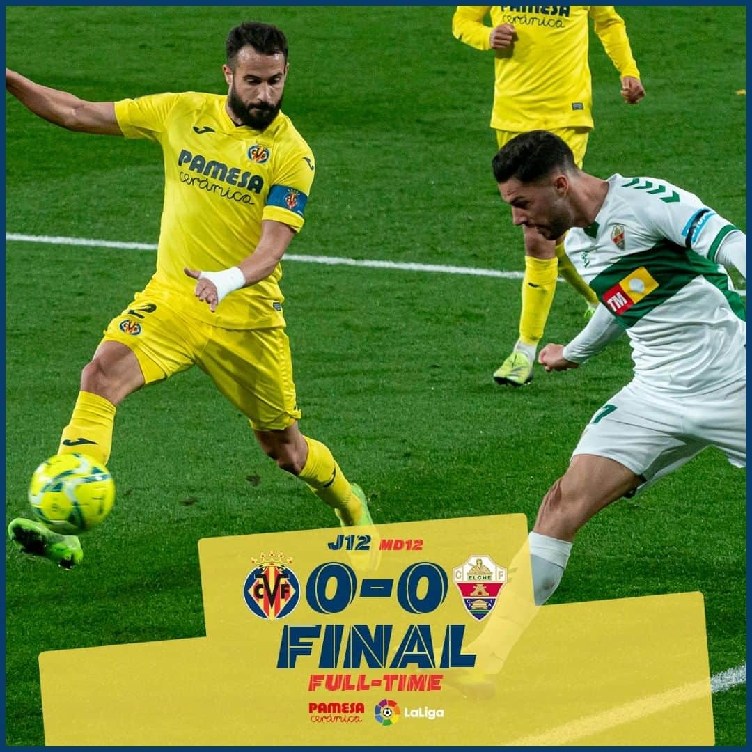ビジャレアルCFのインスタグラム：「FINAL EN LA CERÁMICA. El Submarino suma un punto en la visita del @elchecfoficial en un choque donde los amarillos fueron de menos a más, dominaron el juego y en el que solo faltó el gol para los de @unaiemery_. . FULL-TIME AT LA CERÁMICA. The Submarine earn a point from @elchecfoficial’s visit in a game where the Yellows grew into the match, dominating the play but @unaiemery_’s side just lacked a goal. . #Villarreal #futbol #football #soccer #laliga」