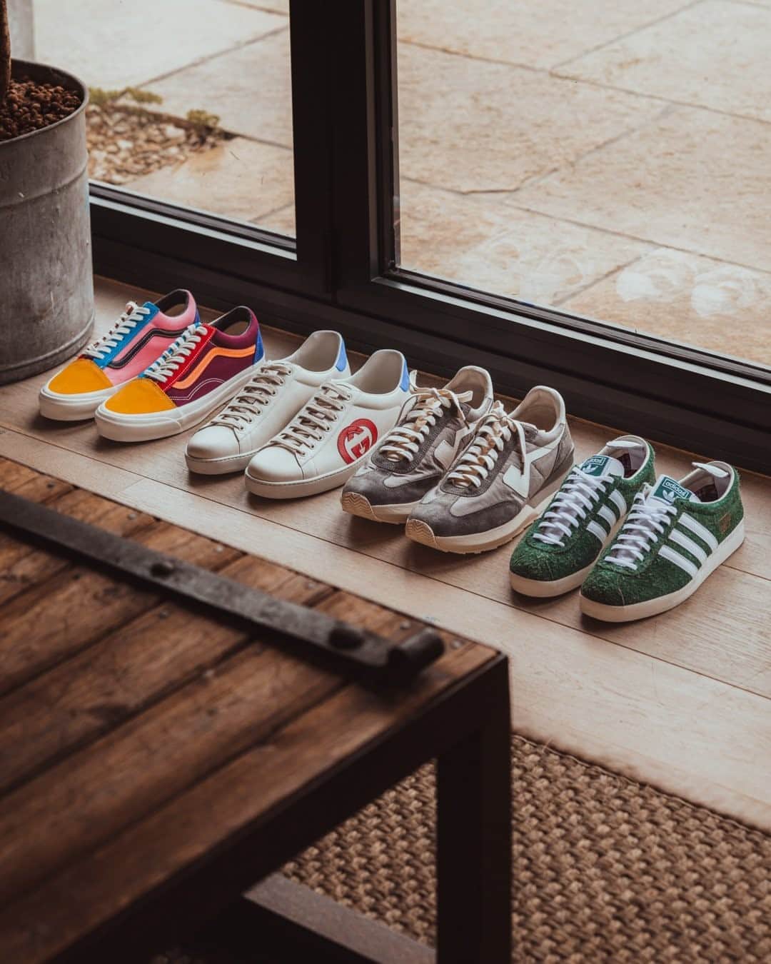 MR PORTERのインスタグラム：「Which pair would make it into your line up? Head to the MR PORTER link in bio to up your sneaker game this season.  From left: @vans GUCCI - Ace Suede-Trimmed Leather Sneakers  visvim - FKT Runner Suede- and Leather-Trimmed Nylon-Blend Sneakers  @adidas」