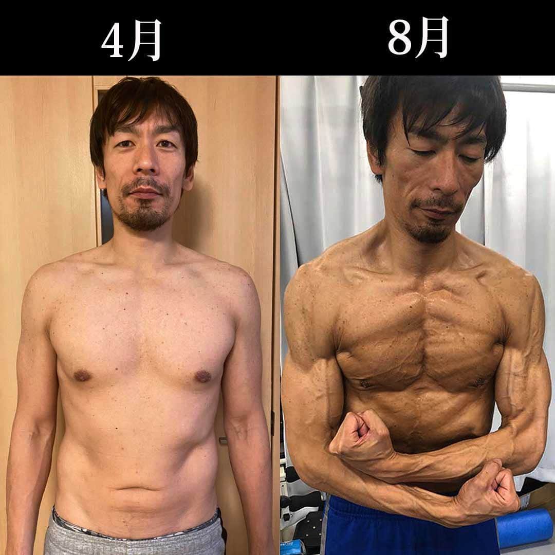 yoshiさんのインスタグラム写真 - (yoshiInstagram)「クライアントの高橋さん。 トレーニングの素人さんですががんばりました❗️ ▪️ 一般受けするラインを超えて凄まじい絞りです😆 正しくやるとたったの4ヶ月でもこれだけ変われます。 ▪️ もしあなたも変わりたいなら・・・ 私のところに来てください😉 👇👇👇 @mens_diet  プロフィールにURLあります。 ▪️ ▪️」12月6日 22時22分 - mens_diet