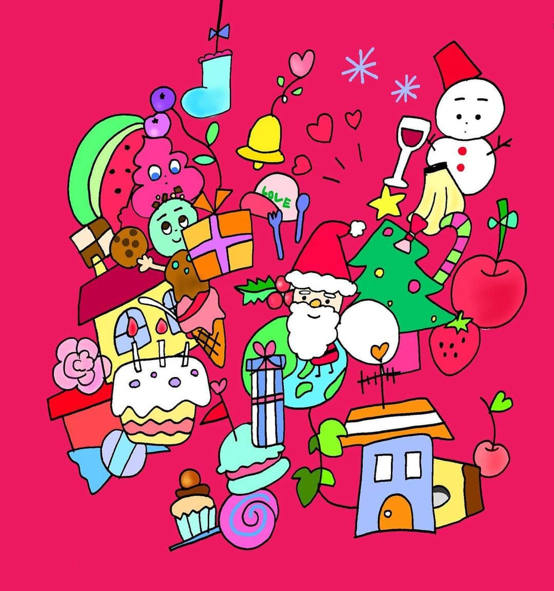 小田彩加さんのインスタグラム写真 - (小田彩加Instagram)「あっという間にクリスマスがやって来て、タイミング逃しそうだから、前描いてたのを先に投稿しとくよ🎁 　  #メリークリスマス #merrychristmas」12月6日 22時38分 - odachan_official