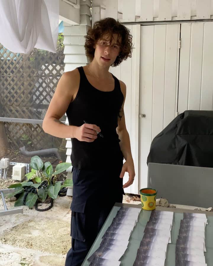 ショーン・メンデスのインスタグラム：「Signed some more albums for you guys, available now in the store 🖤」