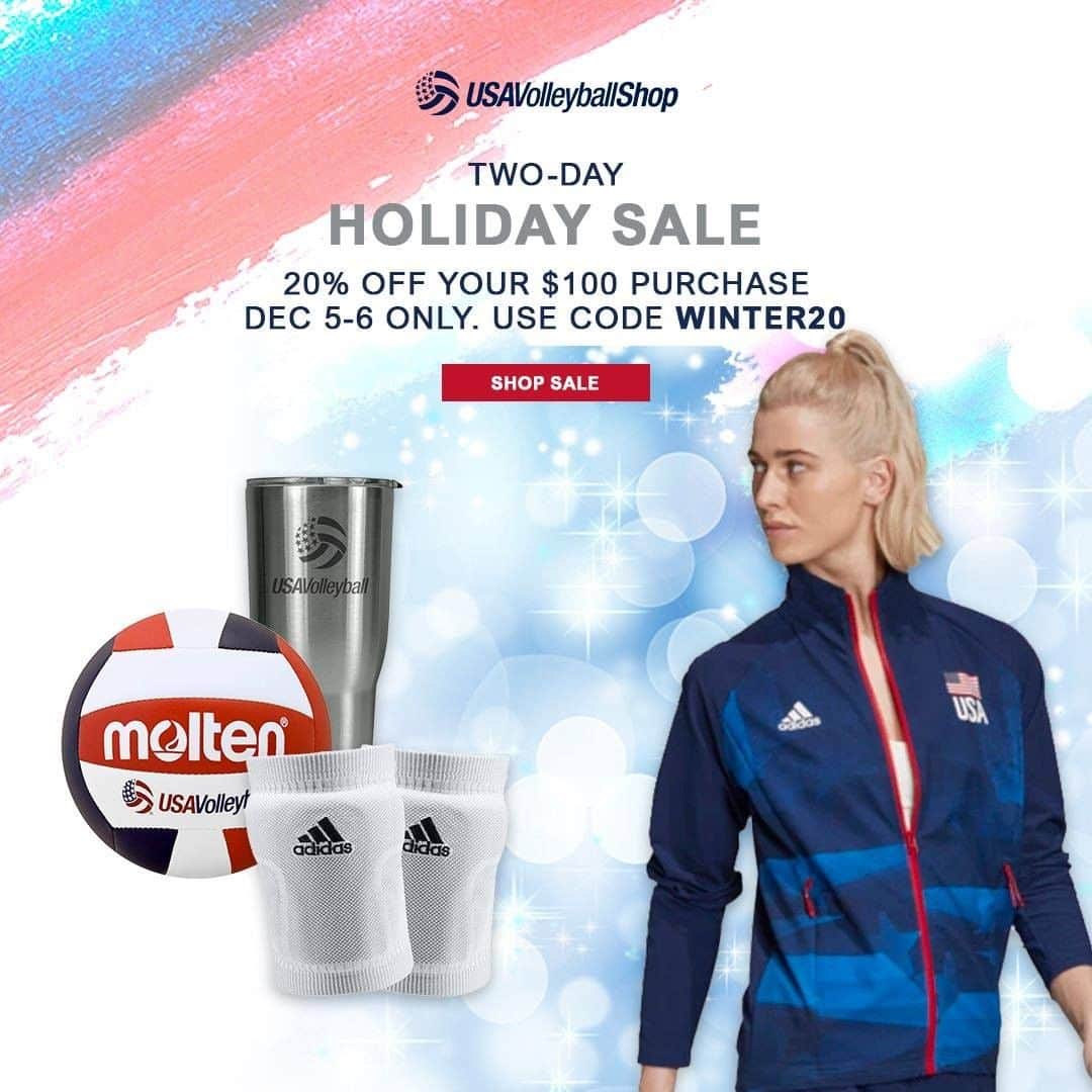 USA Volleyballさんのインスタグラム写真 - (USA VolleyballInstagram)「Time is running out! ⌛️ Today is the last day to save 20% off your $100 purchase with the USA Volleyball Shop holiday sale! Use promo code 𝗪𝗜𝗡𝗧𝗘𝗥𝟮𝟬 at checkout.  This promo ends today so grab your gear fast, tap the graphic to shop.」12月7日 0時00分 - usavolleyball