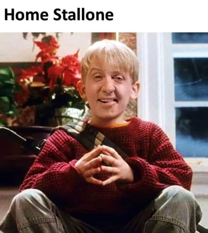 ワカ・フロッカ・フレイムのインスタグラム：「😂 Dis shit classic... #homealonestallone #meme」