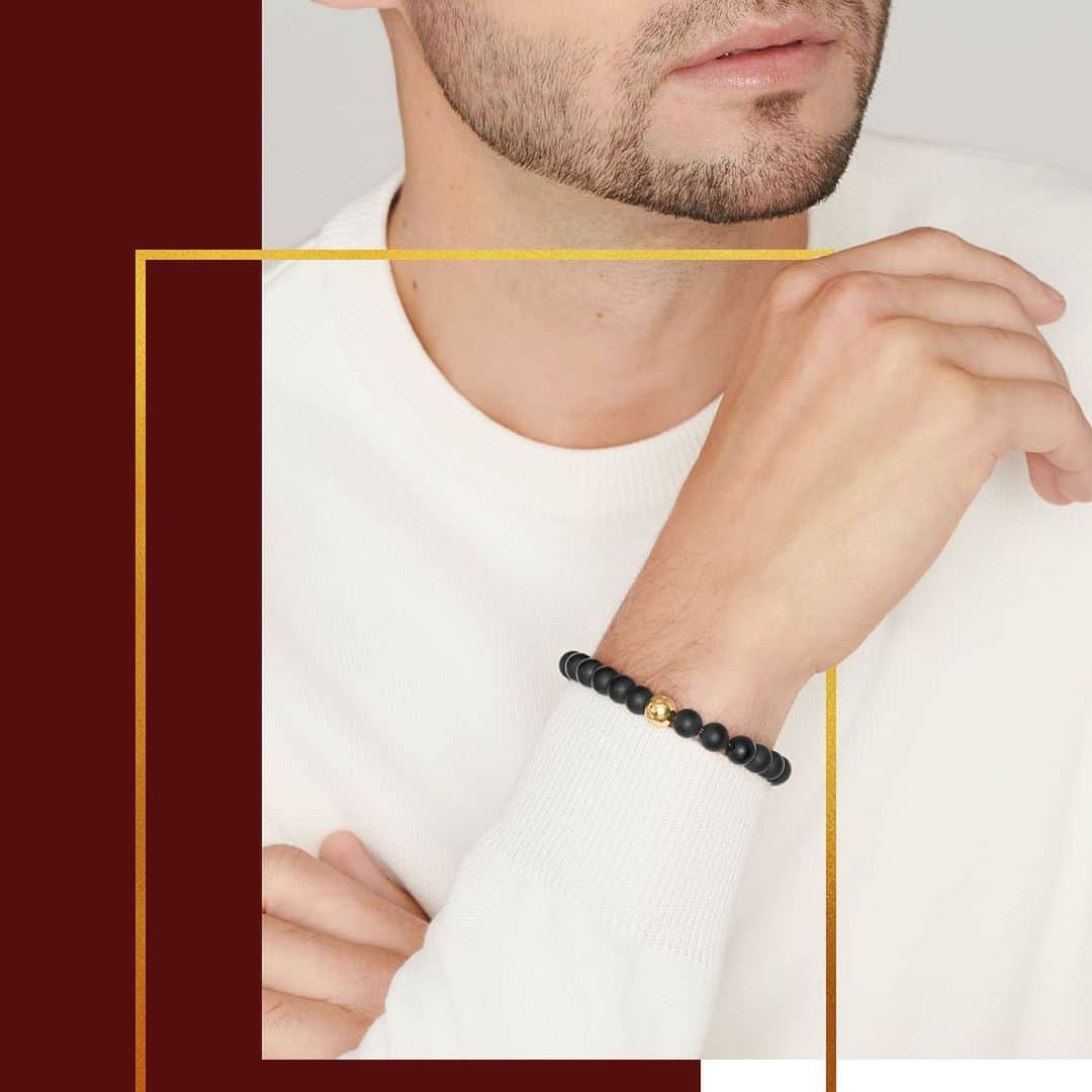モバードのインスタグラム：「Movado's matte black onyx bracelet for the man in your life. #MovadoJewelry」