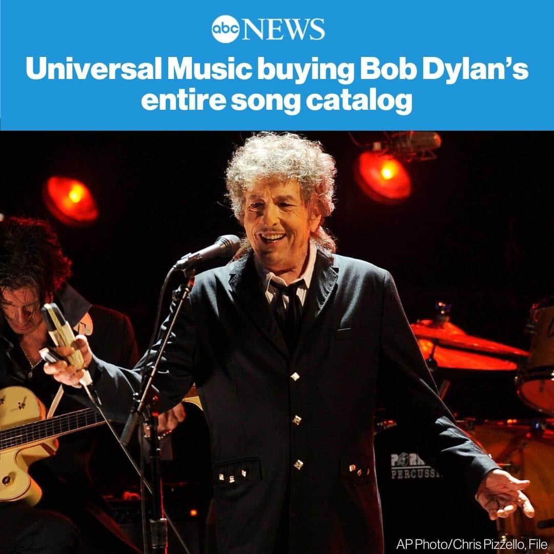 ABC Newsさんのインスタグラム写真 - (ABC NewsInstagram)「Bob Dylan’s entire catalog of songs, which reaches back 60 years and is among the most prized next to that of The Beatles, is being acquired by Universal Music Publishing Group. MORE AT LINK IN BIO. #bobdylan #music」12月7日 21時57分 - abcnews