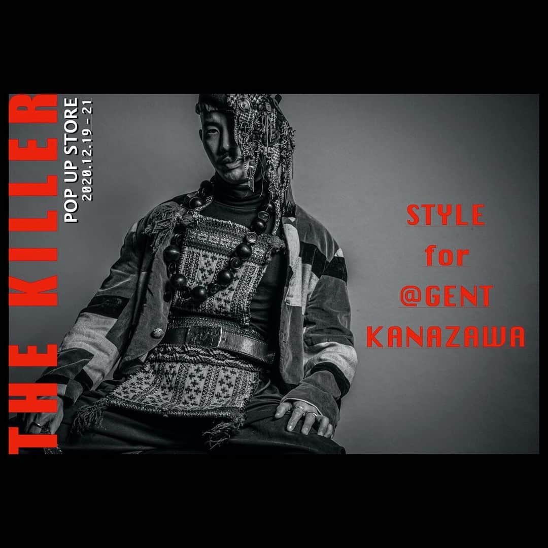 LAUNCHのインスタグラム：「THE KILLER -POP UP STORE- STYLE for @Gent_kanazawa  2020.12.19(sat)-21(mon) 12:00-19:00 at Gent Kanazawa  東京を中心として活動するファッション集団“THE KILLER”のリーダーで石川県出身のKIPSSOによるPOP UP STOREを開催。 金沢のセレクト古着屋GENT 3Fフロアのリニューアルに伴い、THE KILLERによる独自の80s-00sのデザイナーズアーカイブをセレクトし、新たなKILLER STYLE、CULTUREを北陸のファッションキッズに向けて提案する。 ここだけでしか見られないスペシャルなデザイナーズアーカイブをご用意致しております。  KIPSSO @kipsso_kokikitaura THE KILLER @thespirit_mag  -GENT KANAZAWA- 〒920-0981 石川県金沢市片町1-12-23 北國電材ビル 3F Gallery Space 076-254-6035」