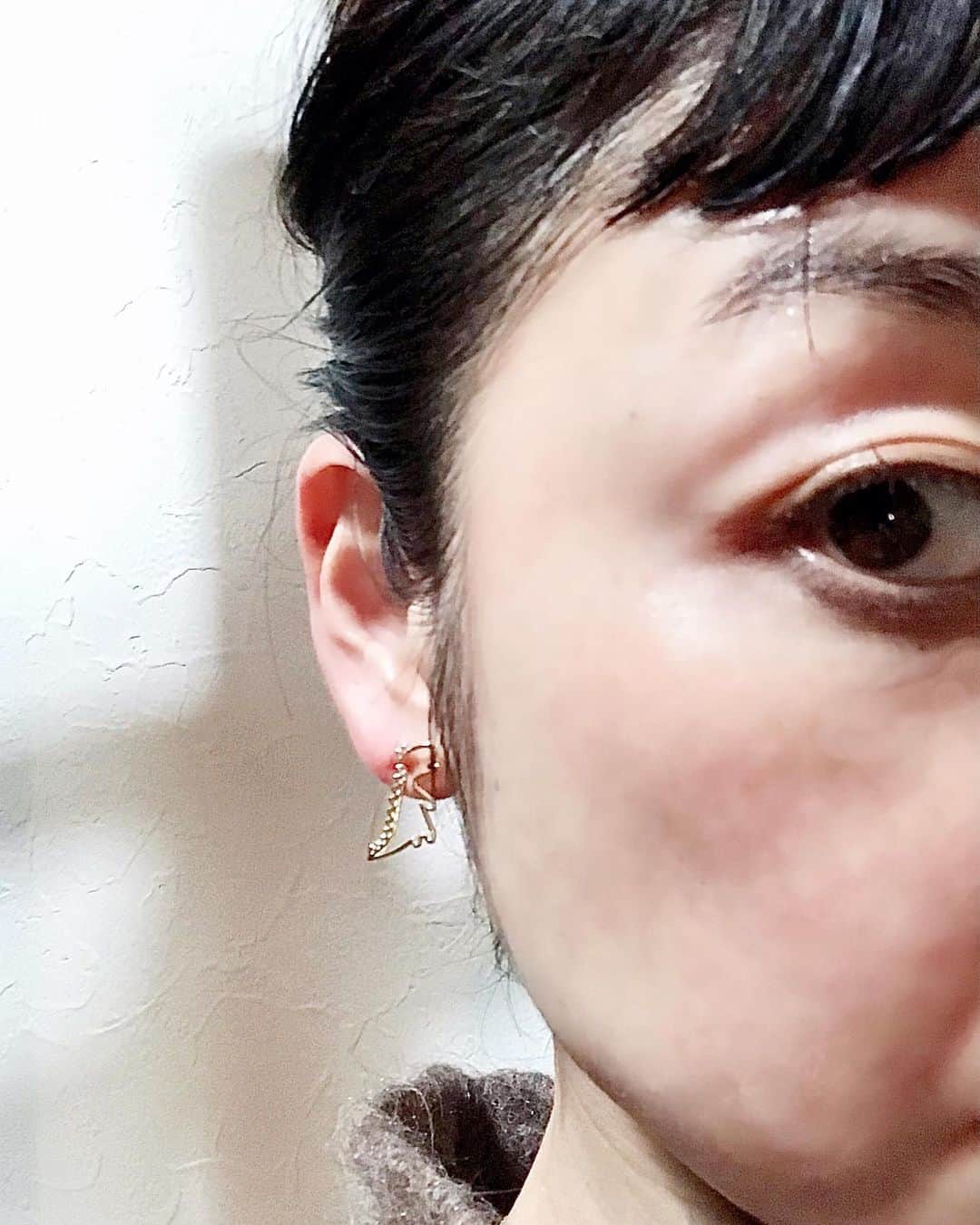 のインスタグラム：「So I started keeping dinosaurs on my ear.  耳にザウルス。  アニーちゃん　@anniekodashiro が少し早めのクリスマスプレゼントくれた🎁❤️✨💫💎  ギフトの季節って楽しいねぇ。 貰う楽しさ、あげる楽しさ。 相手のことを考えてああでもない、こうでもないって選ぶのって、幸せ以外何ものでもない。  #aliitajewelry #jewelly #christmaspresent」