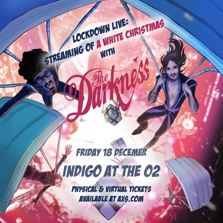ルーファス・テイラーのインスタグラム：「Just over 10 days left till our gig @indigoattheo2  Only a few physical tickets left, get em while they’re hot! To buy streaming tickets or physical ones go here - aegp.uk/xmas #thedarkness #streamingofawhitechristmas」