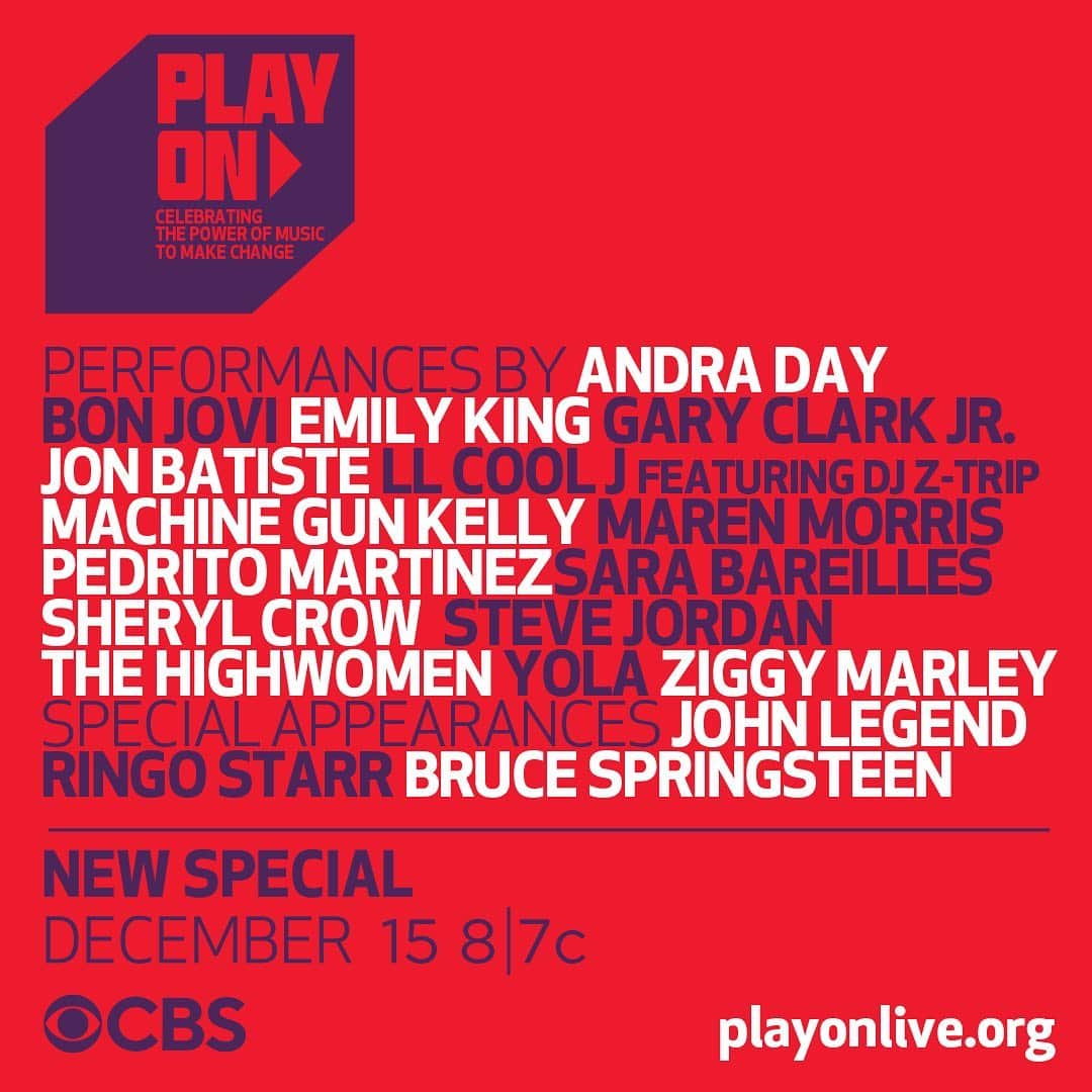 CBSさんのインスタグラム写真 - (CBSInstagram)「Now that’s a line up you can’t miss. Watch #PlayOnLive Dec.15th on CBS! Text PlayOn to 44321 to donate. 📺🎶」12月8日 7時30分 - cbstv