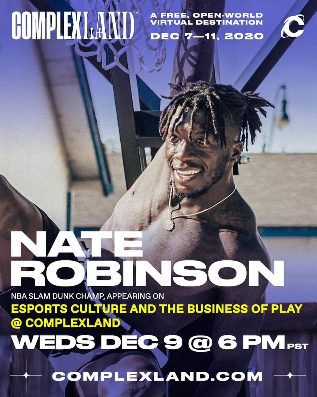 ネイト・ロビンソンのインスタグラム：「Check me out on the ESPORTS panel TOMORROW **12/8 #ComplexLand @Complex  @ComplexCon #holdat」