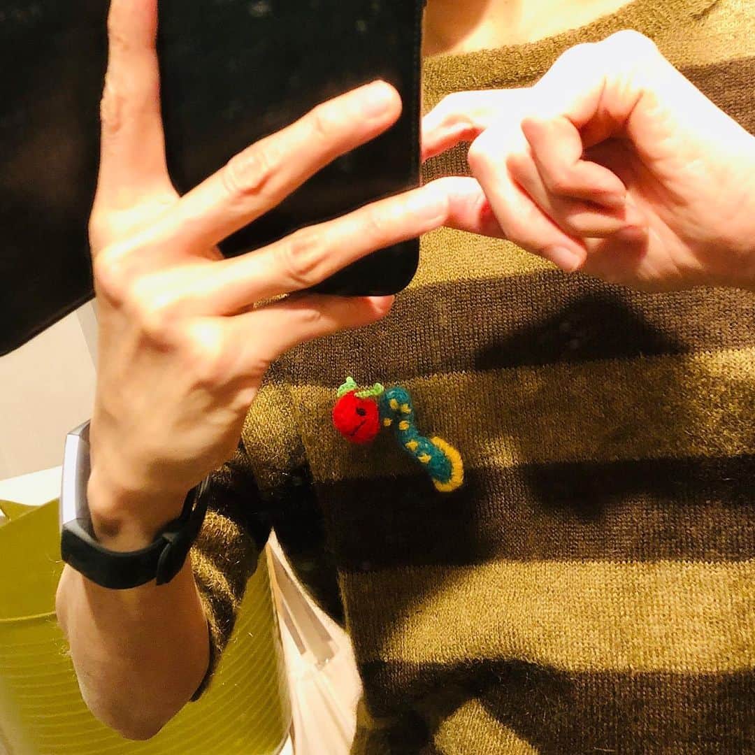 池田有希子さんのインスタグラム写真 - (池田有希子Instagram)「「やあ！」 やだかわいい！私天才！これ背中にも穴作って尻尾の先っちょ出して、虫くんが体を貫通しているようにしたらもっと可愛いのでは！！！！！ #darning #mending #needlework #yarnwork」12月7日 23時58分 - yukikoikeda