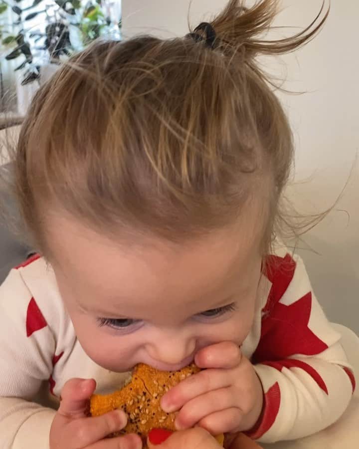 Helena Glazer Hodneのインスタグラム：「When you have one too many drinks and are in dire need of a bagel the next morning. Sasha tasted her first BLT and needless to say, she was a fan. #brooklynbaby」