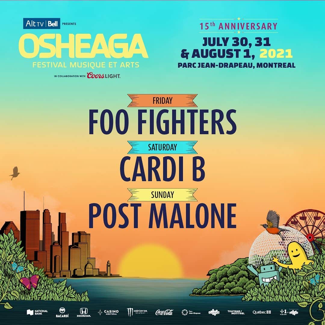 フー・ファイターズのインスタグラム：「Montreal!!! 🇨🇦 🤘 We've got plans to see you next summer at @osheaga!!!   For tickets & info: osheaga.com」