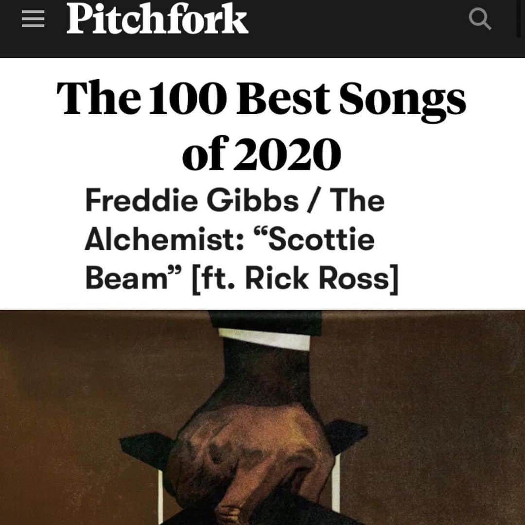 Freddie Gibbsのインスタグラム：「@pitchfork 🍝🏆 #ALFREDO @richforever 🤞🏿」