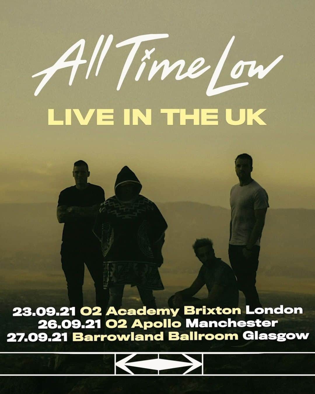 All Time Lowのインスタグラム：「LONDON, MANCHESTER, GLASGOW 2021 THAT’S RIGHT WE GET TO PLAY SHOWS TICKETS ON SALE FRIDAY  23.09.21 - London 26.09.21 - Manchester 27.09.21 - Glasgow」