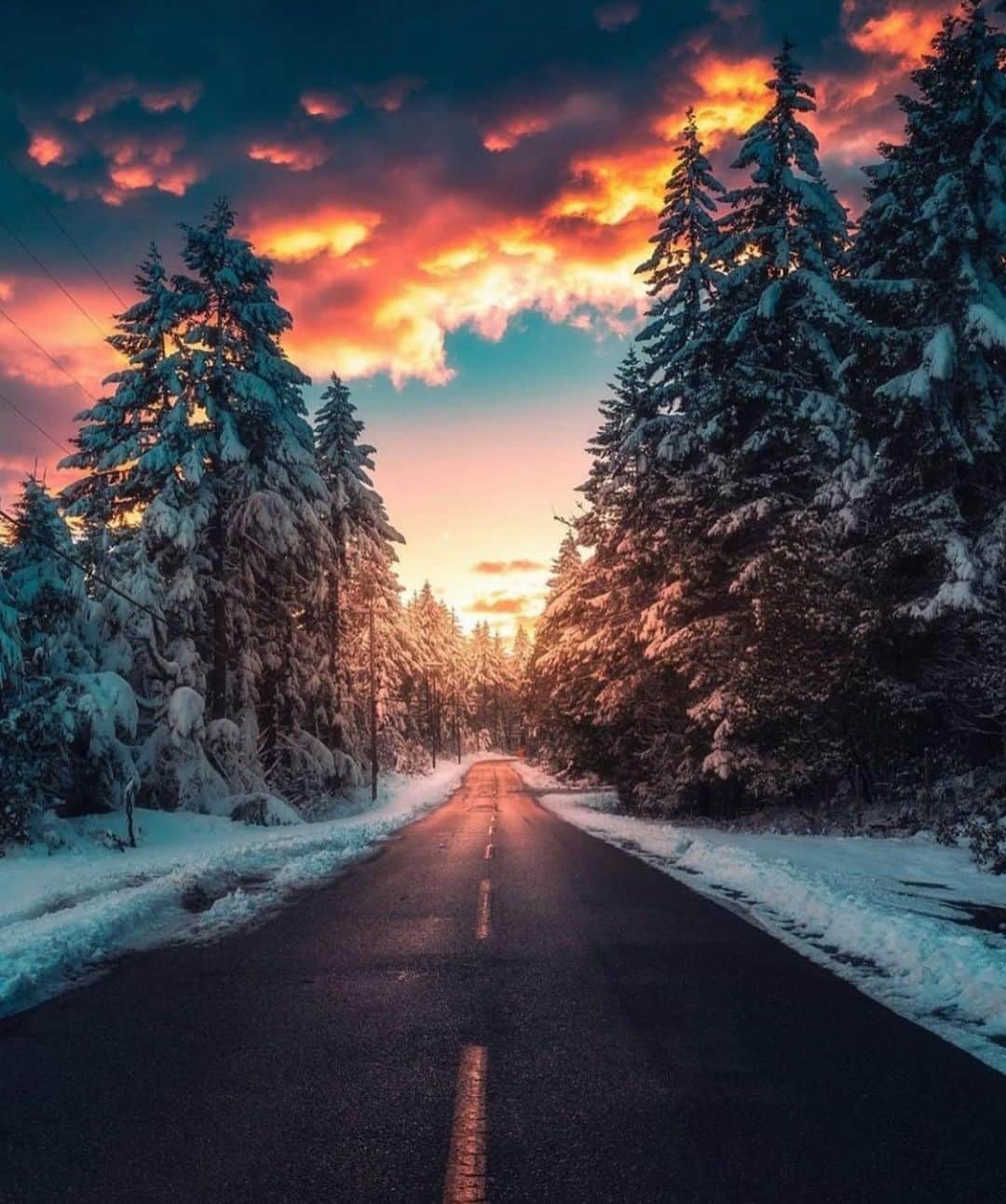 Canon Photographyさんのインスタグラム写真 - (Canon PhotographyInstagram)「Winter sunsets  Photography // @calibreus  Curated by @henry.nathan  #sunset #winter #snow #sky #road」12月8日 4時45分 - cpcollectives