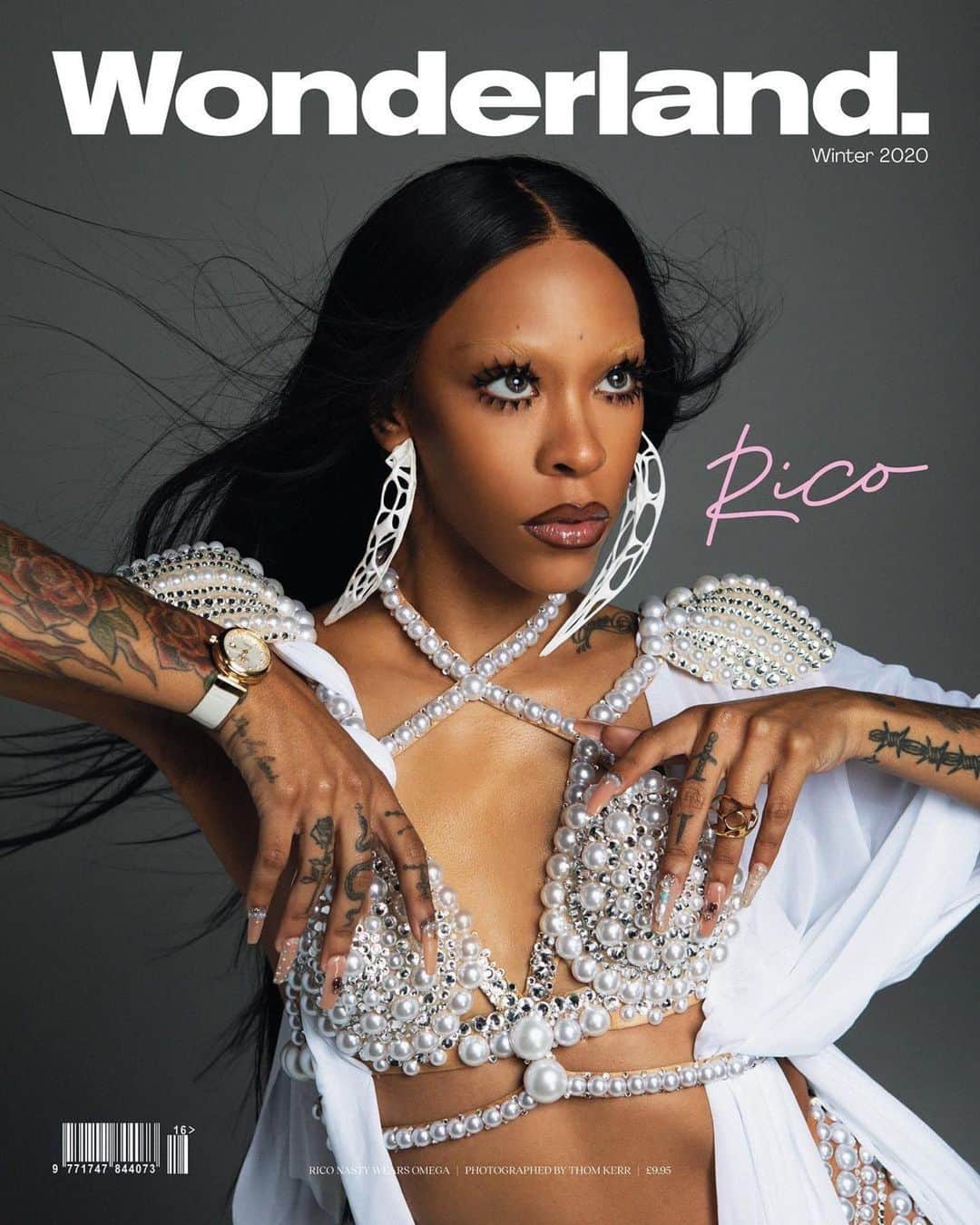 のインスタグラム：「🌨 @riconasty   #Repost @riconasty ・・・ Hey I’m On The Cover Of Wonderland ok bye 👋🏽   Wearing @omega Photographed by @thomkerr Styled by @toniblaze Hair by @hairbyiggy Makeup by @adamburrell Interview by @rosiebyers Cover Design by @oliviawoodgate Editorial Director @huwgwyther Fashion Assistant @wanna__b  #nailart #nails #britneytokyo」