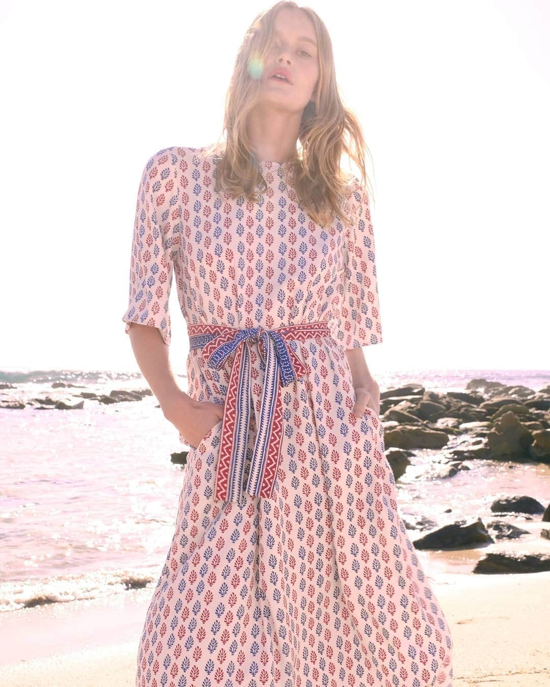 ミーガンパークのインスタグラム：「Discover S A I S H A // a timeless capsule collection of summer pieces crafted from natural fabrics, printed with classic motif designs inspired by Rajasthani block prints」