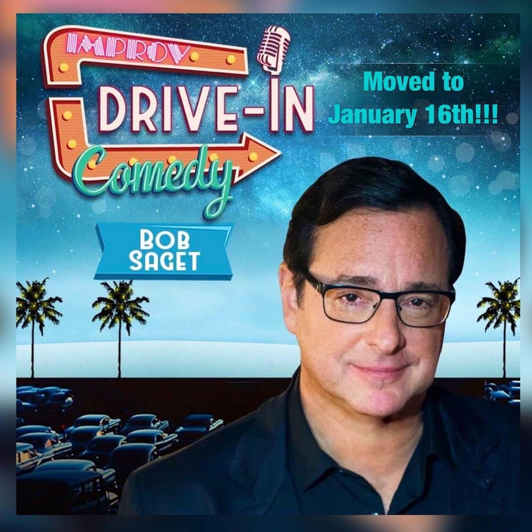 のインスタグラム：「My Stand-up show scheduled on Dec. 12 DRIVE-IN date has MOVED TO JANUARY 16th! (Due to Covid restrictions.)  It’s gonna be in IRVINE, CA @irvinespectrumcenter @irvineimprov -And original Tickets will be honored. It’ll be a great night with Host @cannoncomedy  Get Tickets at —> bit.ly/33JDanX or at BobSaget.com Gonna be fun as hell and safe as all get out in your car!!」