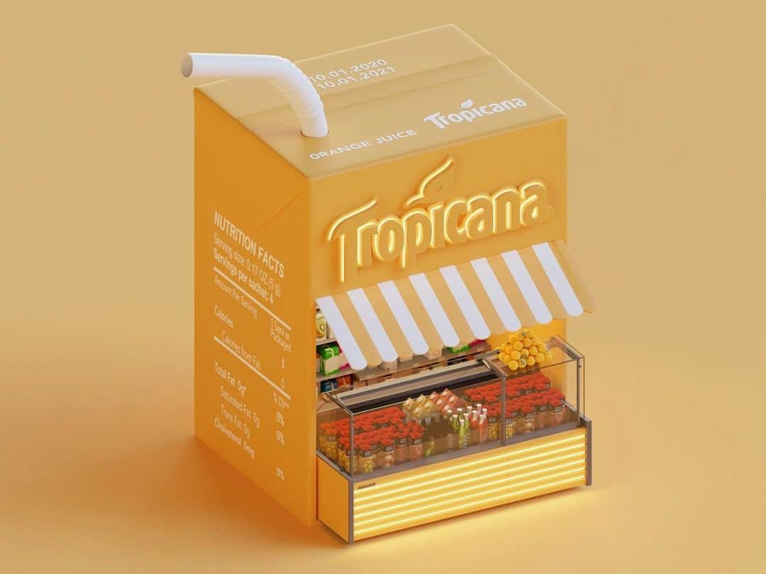 Dribbbleさんのインスタグラム写真 - (DribbbleInstagram)「Tropicana Booth by Eslam Mohamed ⠀ ⠀ #dribbble #design #3D #Blender3d #blender #lowpoly #illustration」12月8日 10時27分 - dribbble