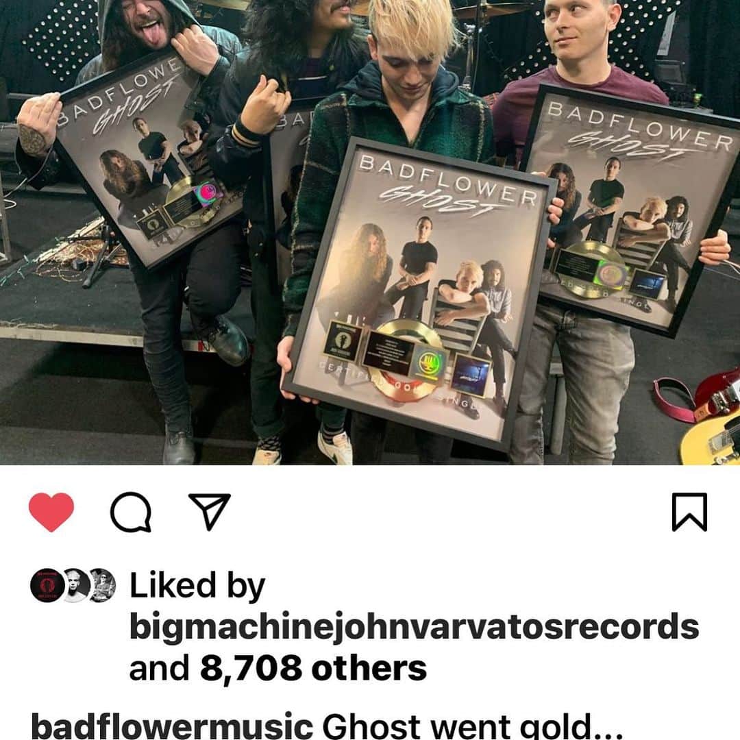 ジョンバルベイトスのインスタグラム：「Congratulations my brothers @Badflowermusic. You make us proud @bigmachinejohnvarvatosrecords . Big love, JV」