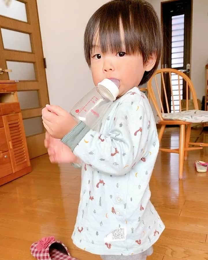 永峰絵里加のインスタグラム：「He needs a bottle too😁🍼❤️ ・ 哺乳瓶をちょっと咥えてみたい長男。笑 彼なりの赤ちゃん返り^ ^  3枚目は次男のげっぷ待ちの間、はやく私に抱っこして欲しくてうらめしい顔をしているところ😂💗  ・ ・ ・ ・ #myboy #1yearold #bigbrother  #赤ちゃん返り #哺乳瓶 #お兄ちゃんになりました #偉いね #大好き」