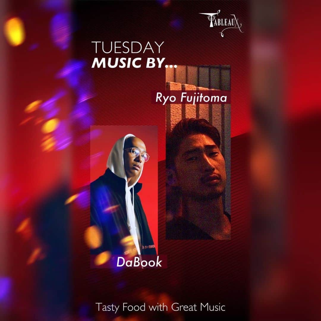 タブローズのインスタグラム：「本日のDJさんは…  ーーーーーーーーーーーーーーーーーーーー  " DJ DaBook " ＆ " DJ Ryo Fujitoma "  ーーーーーーーーーーーーーーーーーーーー  < 19:00~23:00 >  このお二人が、毎週火曜日に 素敵な音楽を奏でて頂きます！  また、パティオの雰囲気がガラッと変わってます！ 場所によってはDMさんを間近で見れる！✨ パティオは今、女性限定ファーストドリンク1杯無料企画をしております！  お気軽にお問い合わせ下さい！ 楽しい音楽とお食事を是非1度お越しください✨   #代官山タブローズ  #代官山タブローズラウンジ  #tableaux #dj #音楽好きな人と繋がりたい #音楽のある生活 #毎日投稿 #レストラン #レストランウエディング #パティオ #女性限定 #ファーストドリンク無料 #イベント情報 #映えスポット #代官山グルメ ##french #restaurant #駅近 #party #グルメ好きな人と繋がりたい #ブラッセリー」