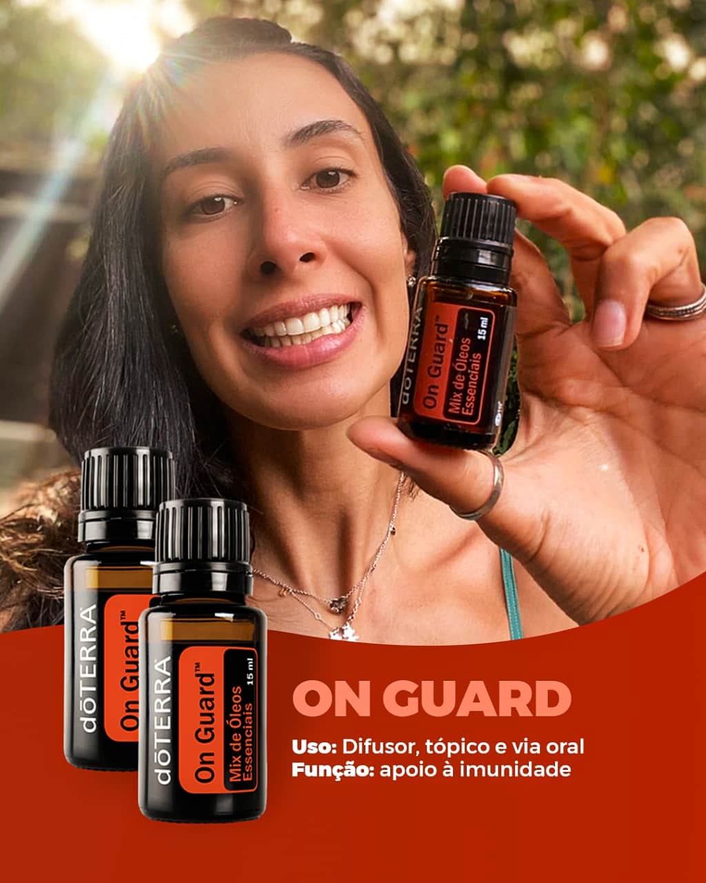 シェイラ・カストロのインスタグラム：「On Guard🍂 ⠀ Como consultora dōTerra, resolvi fazer um post semanal contando os benefícios dos óleos essenciais e como uso. ⠀ 📍E o meu queridinho da pandemia é o On Guard. ⠀ Tenho usado diariamente no difusor para purificar o ar e revigorar! E uso tb na sola dos meus pés (diluído em óleo de côco) pra apoiar meu sistema imunológico. Além disso tem o spray de limpeza pra mãos que não sai da minha bolsa! ⠀ Mais alguns benefícios do On Guard: -protege contra ameaças sazonais -ajuda as defesas antioxidante naturais do corpo -aliado da higiene oral ⠀ Não conhecem? Querem entrar neste universo, venha comigo. Adquira sua farmacinha natural pelo link no meus story. ⠀ Vcs já conhecem este óleo essencial dōTerra? Se sim me contem a experiência de vcs! Quero muito saber 👇🏽😍 ⠀ #sheillacastro #sheilla13 #oleosessenciais #doterra #onguard #sistemaimunológico」