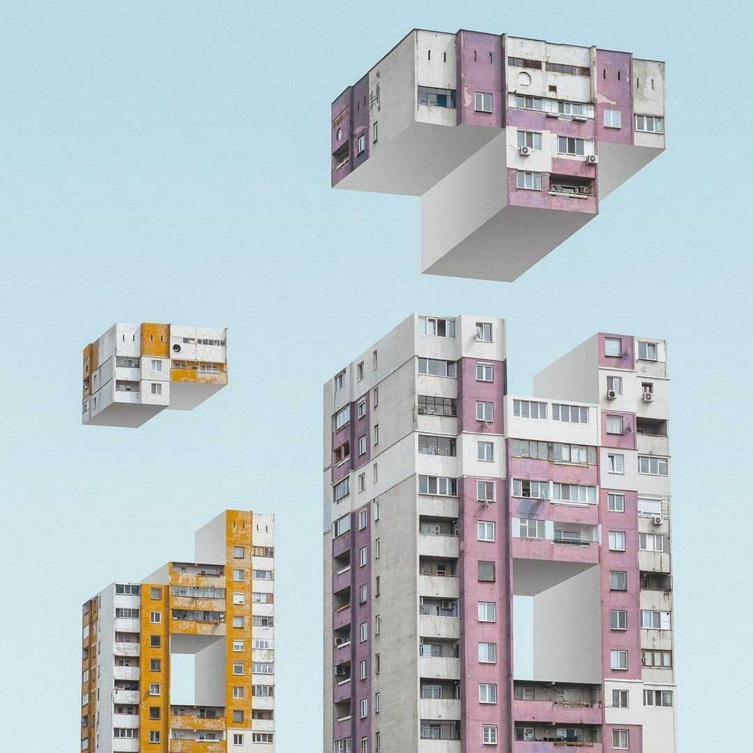 Instagramさんのインスタグラム写真 - (InstagramInstagram)「Product designer and photographer Mariyan Atanasov (@mariyanatanasov) transforms high-rise apartment blocks into compositions reminiscent of a classic 1980s video game. 😉⁣ ⁣ “For me, the design and the photography are two disciplines that share quite common characteristics and rules. I quite often see the pictures in some imaginary grids, and I try to order the elements in some composition that works for me. It is the same with the design.⁣ ⁣ I like minimalism, suprematism and geometry. I search for the contrast of small and big sizes, bright and dark colors, rounded and rigid shapes, smooth and rough textures. The architecture itself gives me the opportunity to do that more easily than any other genre of photography.⁣ ⁣ My images can easily be categorized as minimalistic and surrealistic artworks. I try to make the things as simple as possible and sometimes even more abstract than is needed.”⁣ ⁣ #ThisWeekOnInstagram⁣ ⁣ Photo illustrations by @mariyanatanasov」12月9日 1時58分 - instagram