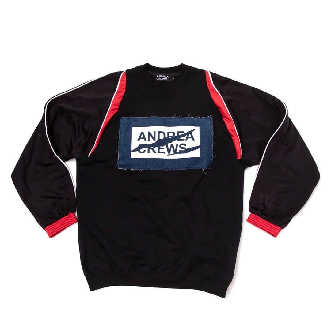 のインスタグラム：「PATCHWORK TRACK CREWNECK   #andreacrews #iamandreacrews #upcycleyourself #upcyclingfashion #hoodiestyle #joggingstyle #upcyclingclothing」