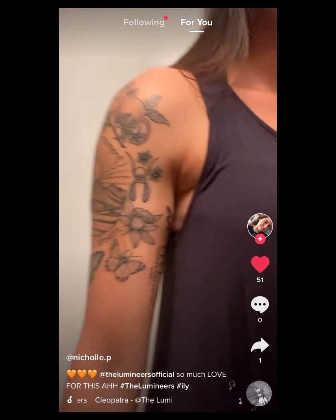The Lumineersのインスタグラム：「nicholle.p on Tik Tok, this looks great! Thank you for sharing your #myLumineerstattoo 👏」
