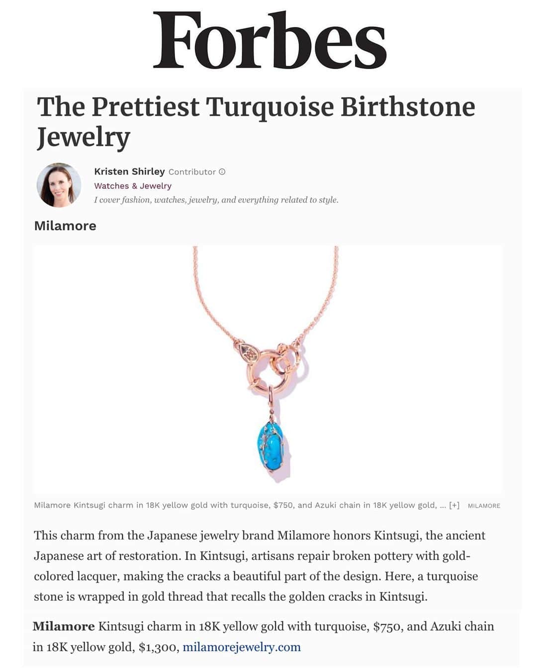 稲木ジョージのインスタグラム：「@milamorejewelry Kintsugi charm and duo Chain as seen on @forbes 🇺🇸🤯 Last year being on the cover of @forbesjapan was unreal too😱 Great job Milamore international team👏 Let’s build an empire 🏰  朝起きたら、ニューヨークPRチームからフォーブス本国アメリカに記事が載っていると🤯😱❤️昨年は、フォーブスジャパンの表紙になったことがきっかけで、人生が変わったのも過言ではないくらい転機でした⚡️⚡️今年は、ミラモアのKINTSUGIシリーズがフューチャーされてて嬉しい！まだまだ叶えてない夢があるので、来年も気合いいれて、自分にしかできないことをとことんやったる🔥🔥🔥🔥モチベがんアゲ↗️↗️↗️」