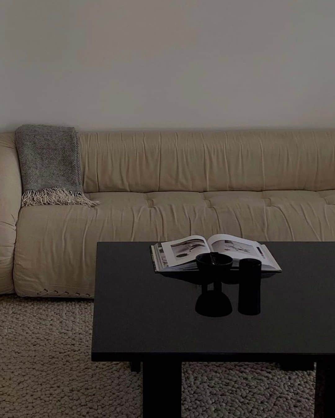 エレオノーラ・カリシのインスタグラム：「Shini's simple and impeccable taste and his design pieces that make my head spin. The Anfibio sofa by #Giovannetti designed by #AlessandroBecchi in this color is of rare beauty. (via @shini.park)」