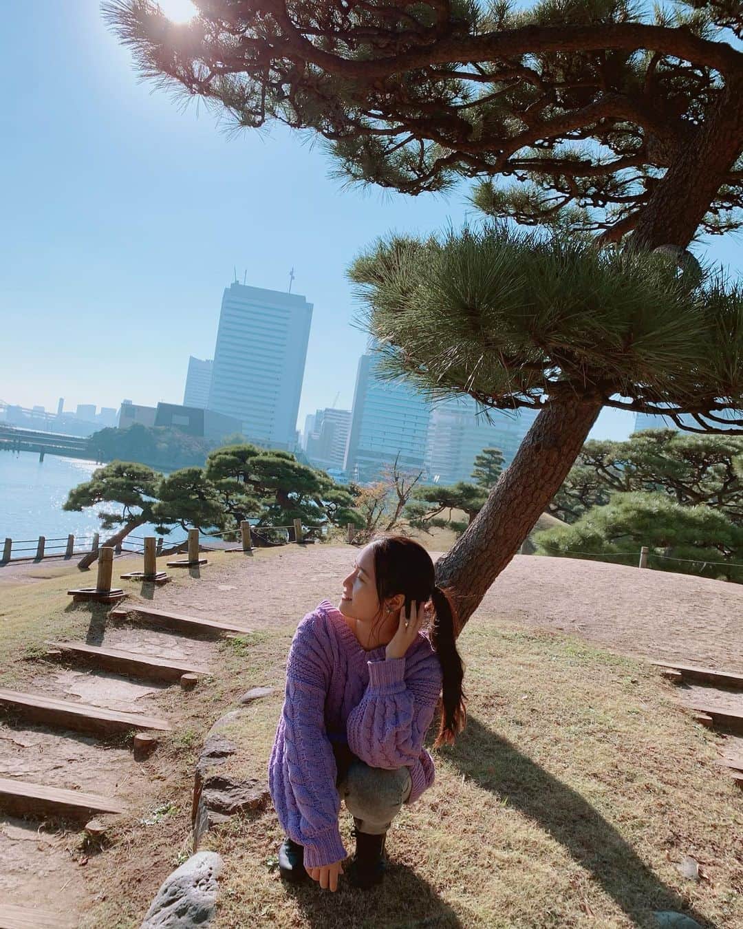 本山なみのインスタグラム：「冬とは思えない暖かさが続いてる🌸 300年の松に、惚れ惚れ！  #樹齢3000年  #松の木」