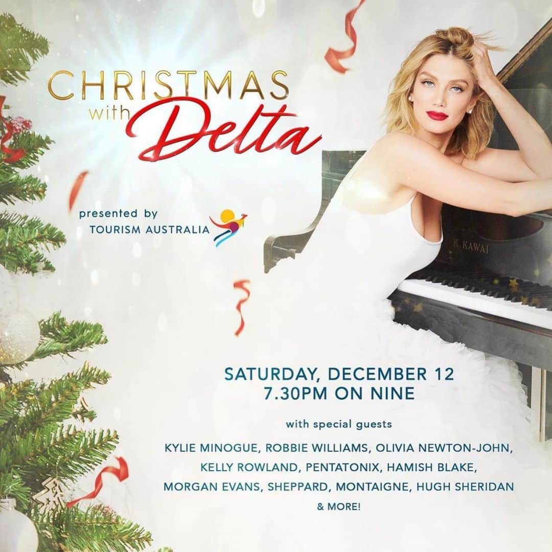 シェパードのインスタグラム：「I guess Santa came early? Can’t wait to perform with the talented @deltagoodrem for her upcoming Christmas special on the 12th. Tune in at 7:30pm on @channel9 and sing along with some pretty special guests! 🎅🏼」