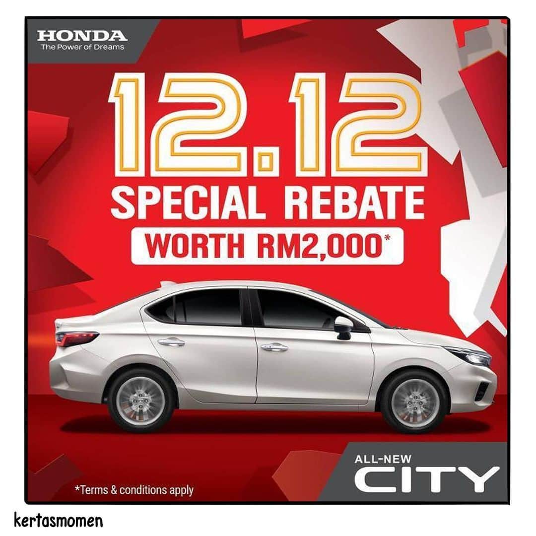 Koleksi Komik Malaysiaさんのインスタグラム写真 - (Koleksi Komik MalaysiaInstagram)「Sempena kempen 12.12, jangan lepaskan peluang dengan tawaran rebat istimewa bernilai RM2,000 apabila anda menempah generasi kelima Honda City terbaharu.  5 fakta penting yang perlu and tahu tentang Honda City terbaharu dillengkapi dengan ciri seperti: •	Ruang & Keselesaan (Interior & Car Boot) •	Skrin sesentuh 8 inci Sistem Infotainment (Apple Carplay / Android Auto) •	Remote Engine Start •	Lanewatch (Ciri Keselamatan) •	Rear Aircond  P/S:  •	Tarikh tempahan: 1 – 12 Disember 2020 •	Tarikh pendaftaran kereta: 1 -31 Disember 2020 •	0% Cukai Jualan masih dikenakan. Lawati Penjual Sah Honda untuk mengetahui lebih lanjut!」12月8日 21時08分 - tokkmungg_exclusive