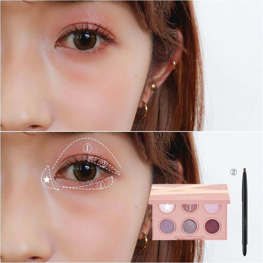 大木光のインスタグラム：「冬に煌めくエフォートレスなアイメイク swipe→詳細 #celvoke #lauramercier #アイメイク#アイライン#アイシャドウ #メイク#メイクアップ#コスメ好き#コスメ好きさんと繋がりたい#メイクレッスン#メイク好きな人と繋がりたい」