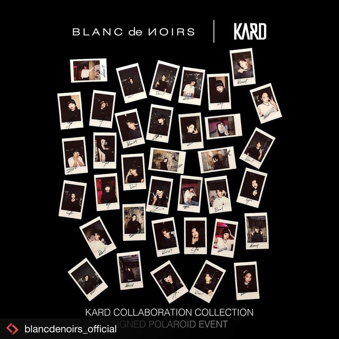 K.A.R.Dさんのインスタグラム写真 - (K.A.R.DInstagram)「#Repost from @blancdenoirs_official . . D-1 BLANC de NOIRS x KARD SIGNED POLAROID EVENT  Enter to win one of 36 polaroids signed by KARD BM, Somin, Jiwoo.  Each item ordered from the collaboration collection is one automatic entry into the signed polaroid event.  Winners selected randomly. Shop the collection from Dec. 9th to Dec. 23rd at en.blancdenoirs.com   블랑드누아 x KARD 싸인 폴라로이드 이벤트  KARD BM, 소민, 지우의 친필 싸인이 담긴 36장의 폴라로이드 사진 증정 이벤트에 참여하세요.  이번 콜라보레이션 컬렉션 제품 구매시 자동으로 폴라로이드 이벤트에 응모되며 랜덤으로 추첨하여 제품과 함께 동봉되어 배송됩니다.  12월 9일~23일동안만 판매되는 이번 컬렉션은 www.blancdenoirs.com에서 구매 가능합니다.  #블랑드누아 #blancdenoirs #kard #카드 #BM #비엠 #kardbm #kard비엠 #somin #소민 #jeonsomin #전소민 #kardsomin #kard소민 #jiwoo #지우 #jeonjiwoo #전지우 #kardjiwoo #kard지우」12月8日 21時28分 - official_kard