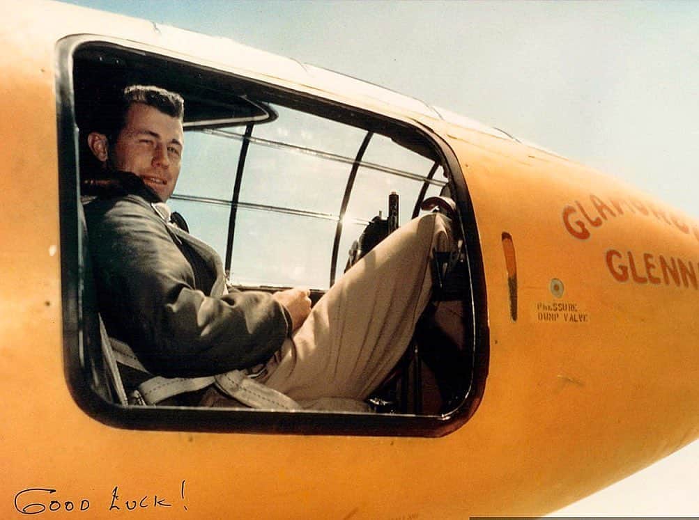 ウエストコーストチョッパーズのインスタグラム：「There will never be another Bad MotherFucker like this one.  Gen. Chuck Yeager.  The fact he climbed into that sketchy Bell X-1 rocket plane in 1947 and broke the sound barrier for the very first time.  Before that day he was a decorated P-51 Mustang pilot with 11.5 kills.  My favorite quote from him about his first encounter with the WWII German Messerschmitt Me 262:  “Nov 6, 1944: First time I saw a jet, I shot it down. I was 1st in my group to shoot down an Me-262. He was on final -  not very sportsmanlike - but what the hell?”  Rest In Peace Gen Yeager..」