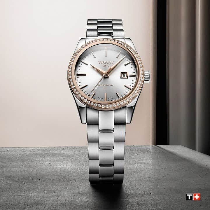 のインスタグラム：「The Tissot T-My Lady offers a wide range of models fit for any wrist or personality: steel or leather bracelet, 18k gold, diamonds, automatic. #Tissot #ThisisYourTime #TMyLady #radiant #fascinating #fresh #chic #glittering」