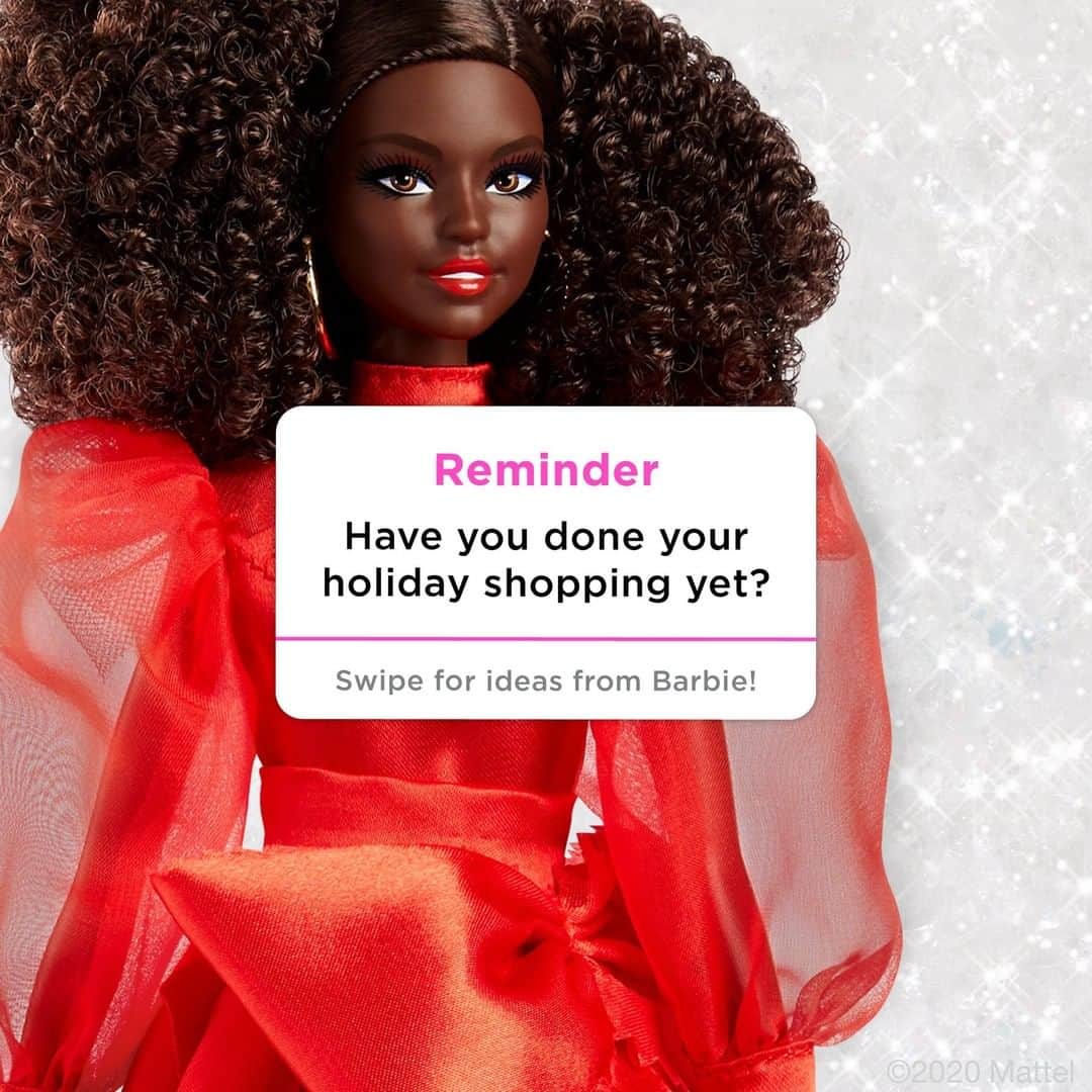バービーのインスタグラム：「The holidays are almost here! 🔔 Swipe to see what the #Barbie Gift Guide has in store, from playsets to stocking-stuffers and more.」
