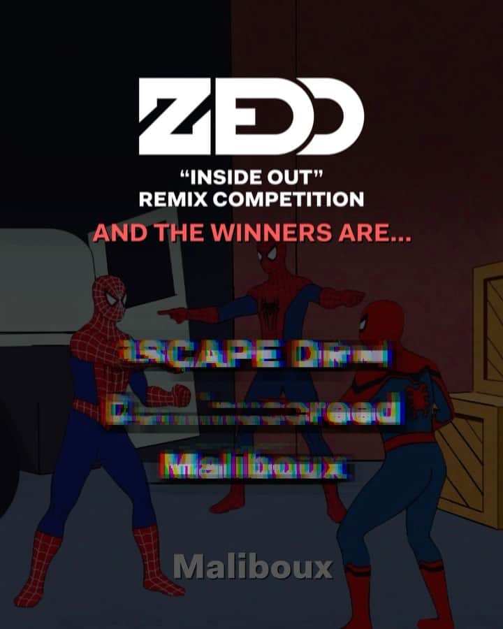 ゼッドのインスタグラム：「HUGE CONGRATS to the 3 winners of the “Inside Out Remix contest”: @3scape_drm , @dominuscreed & @maliboux !!!! You EACH take home $10000 and a release on @interscope!!  Can’t wait to play these out live!! 🎉」
