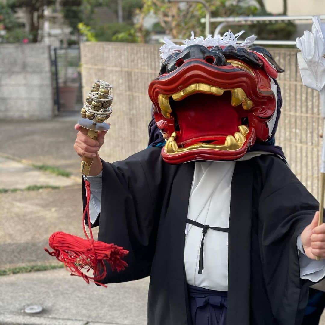 山田スタジアムのインスタグラム：「今年も来ていただきました  #獅子舞 #増田神社 #伊勢大神楽講社 #悪魔祓い #無病息災 #厄病退治 #祓い清め」