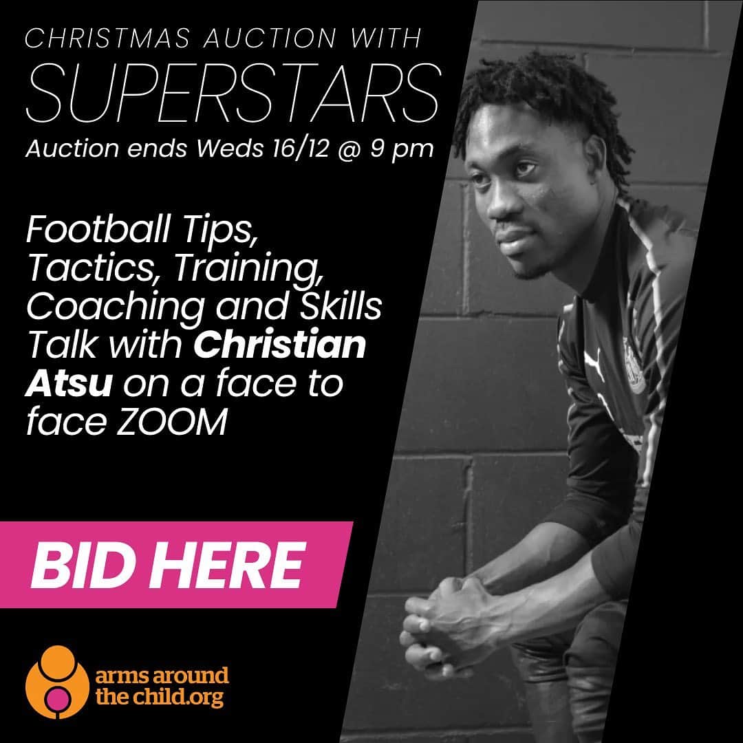クリスティアン・アツのインスタグラム：「Arms Around The Child have just launched their unique online auction on Superstars with myself, @emelisande, @beverleyknight, @ramonerochester, @xlrecordings @nickhalkes, @shdwchld, @mrbrainwash and more…..  Unique one to one zoom calls for Christmas with top music industry experts, artists, footballers and more!  Go on, you know you deserve it…  LINK IN BIO  #charityauction #superstars #zoomzoomzoom #armsaroundthechild #fundraiser #musicplayedbyhumans #singer #singersofinstagram #beverleyknight #Ramz #EmeliSande #Uniquegifts #Christmasauction  #football #footballfans #footballfanatics #footballtraining #zoom #kidsfootball #nufc #newcastlechronicle #blackstarsofghana #onlineauction #invest #motivation#donate #entertainment #footballgame」