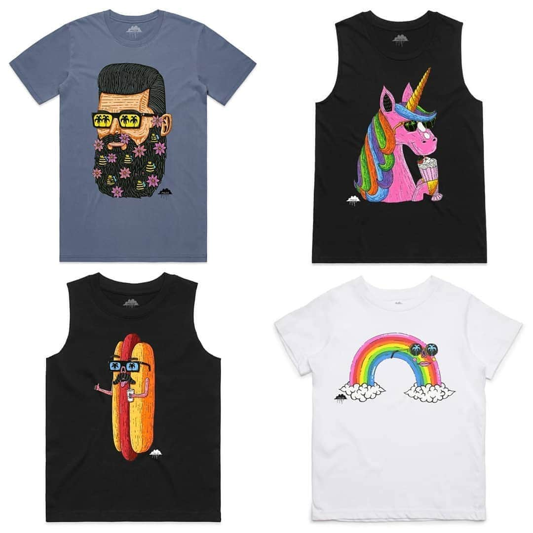 MULGAさんのインスタグラム写真 - (MULGAInstagram)「Got some new tee designs happening! ⁣ 🐝😎🦄🥤🌭🌈☁️ ⁣ ⁣ Pre-order now for Pre-Christmas delivery (in Aus)! Pre-orders are online now - Mens, womens, kids, babies & new tote bags too! 🎉🎄🥰⁣ ⁣ All designed and printed in Sydney 🐨🦘⁣ ⁣ Follow @mulgatheartistshop for all new products infos. ⁣ ⁣ #mulgatheartist #mulgatheartistshop #christmaspreorder #comingsoon #beebeardbertie #henrythehotdog #milliethemilkshakeunicorn #rhondatherainbow」12月9日 4時54分 - mulgatheartist